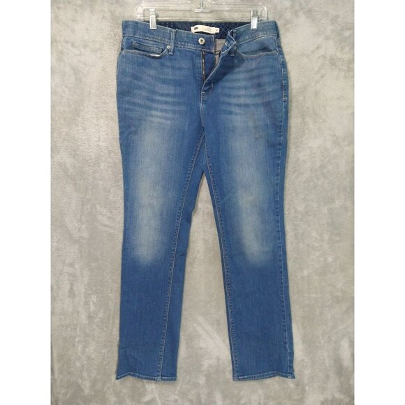 Levis 525 Jeans Womens 12 Blue Denim Perfect Waist Straight Leg Mid Rise Stretch - Picture 1 of 10